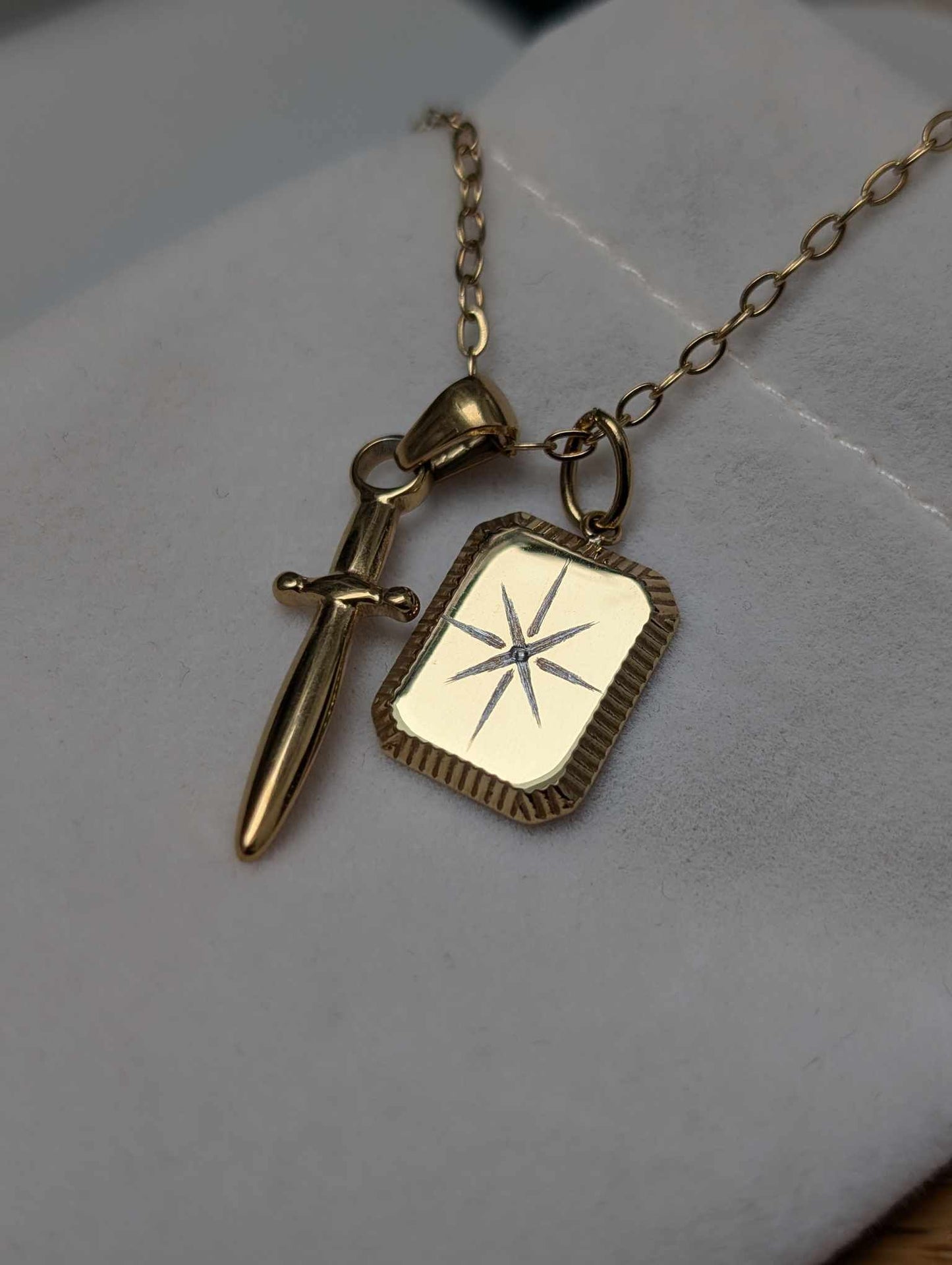 Hand Engraved Gold Necklace