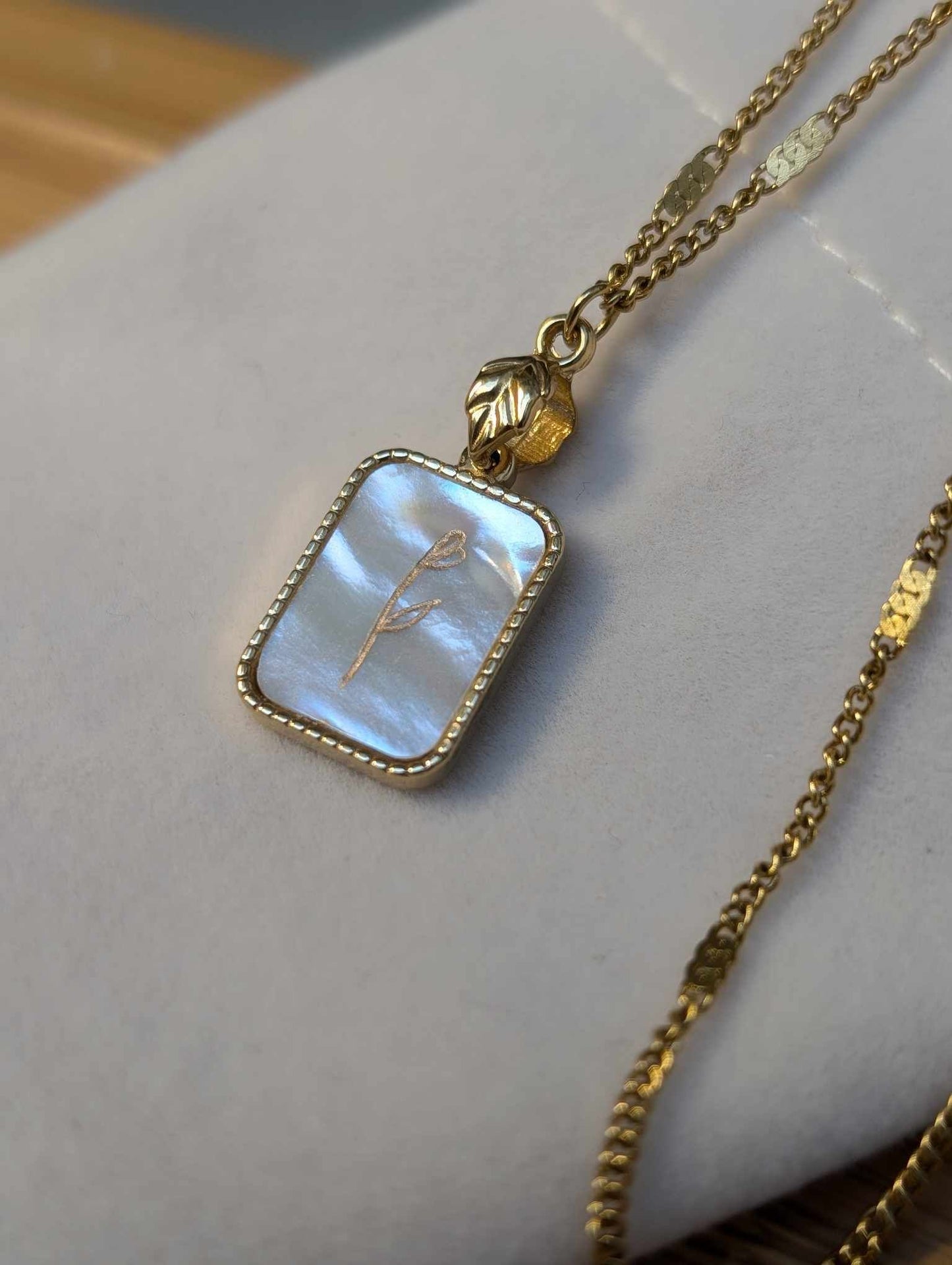 Hand Engraved Gold Floral Necklace