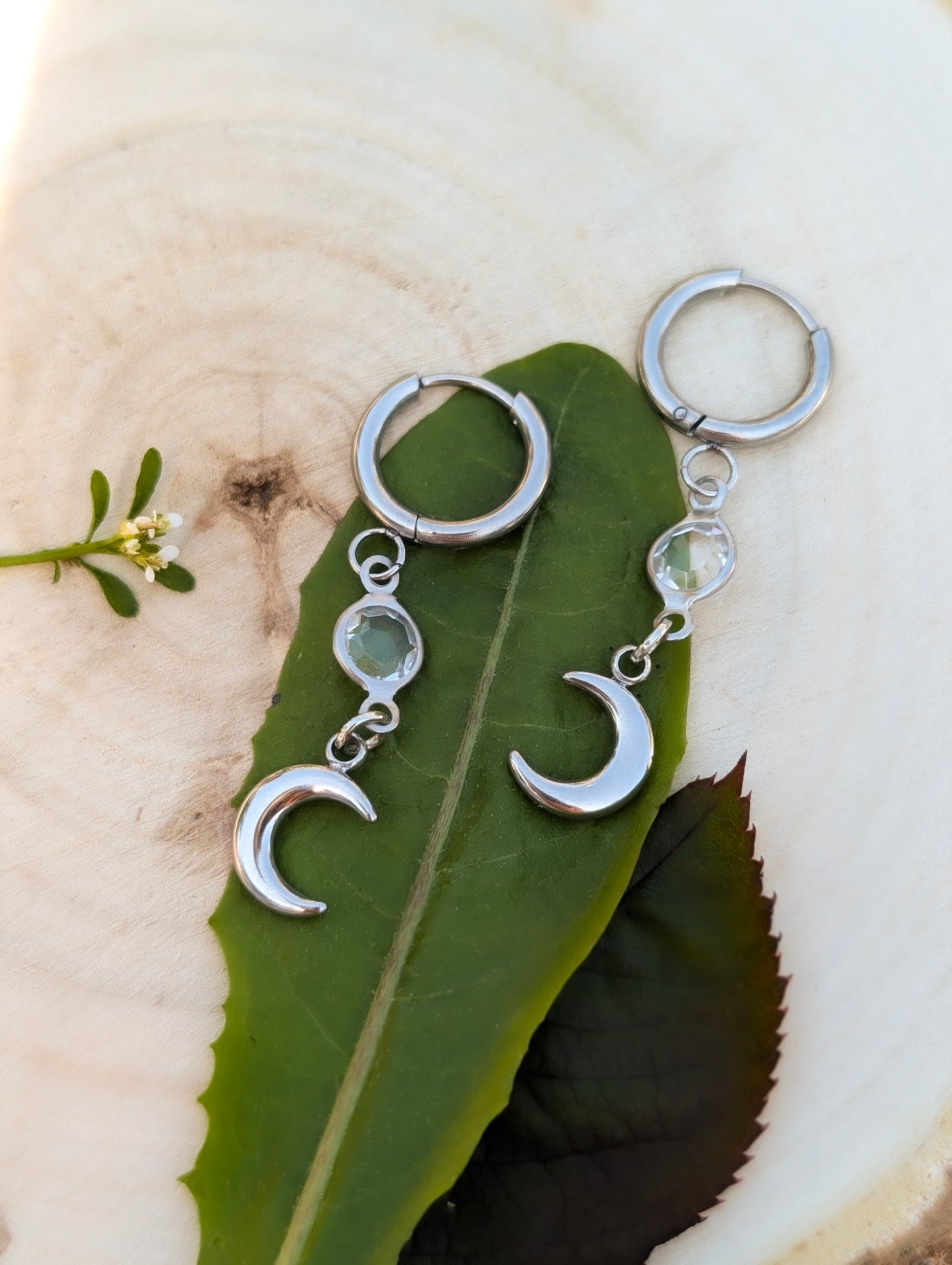 Celestial Moon | Stainless Steel Hoop Earrings