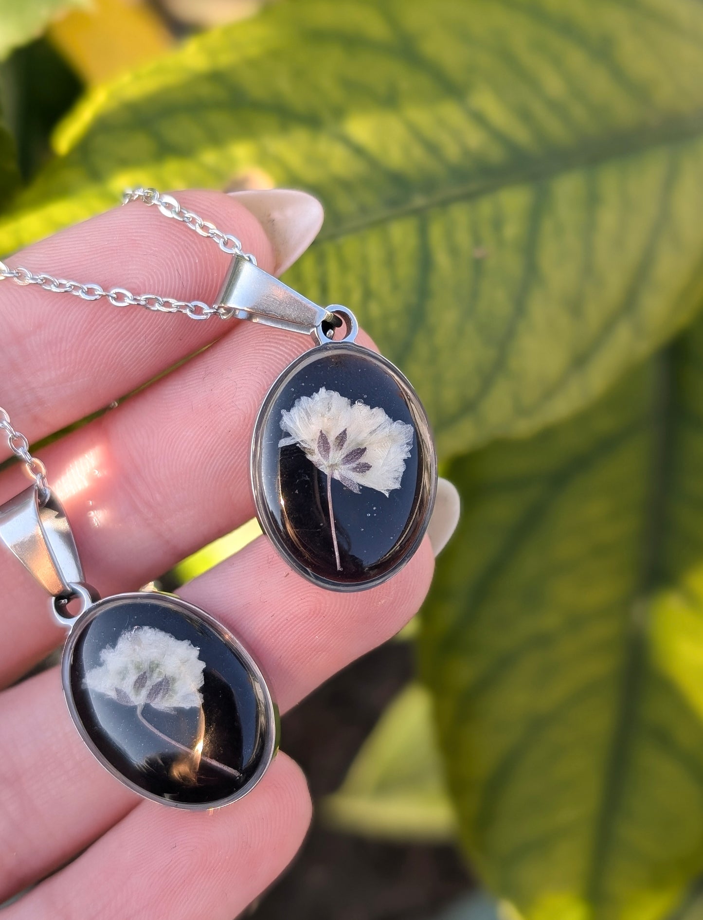 Luna Bloom Real Pressed Flower Silver Necklace