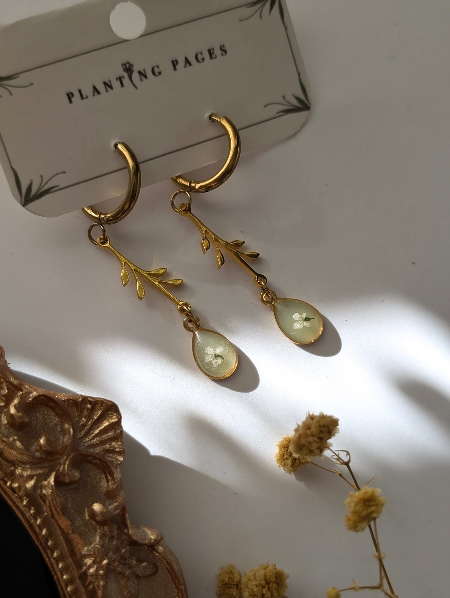Garden Veil Dangles | Gold Stainless Steel Hoop Earrings