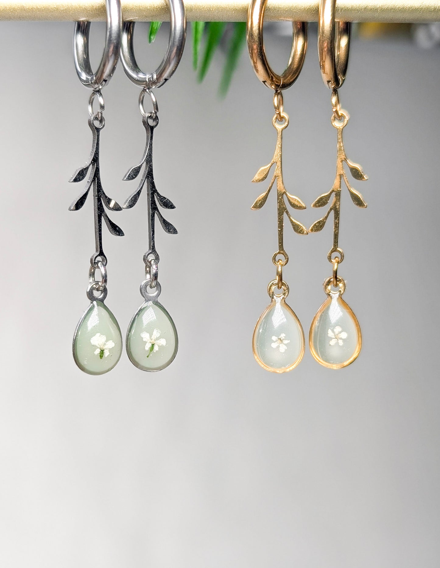 Garden Veil Dangles | Stainless Steel Hoop Earrings
