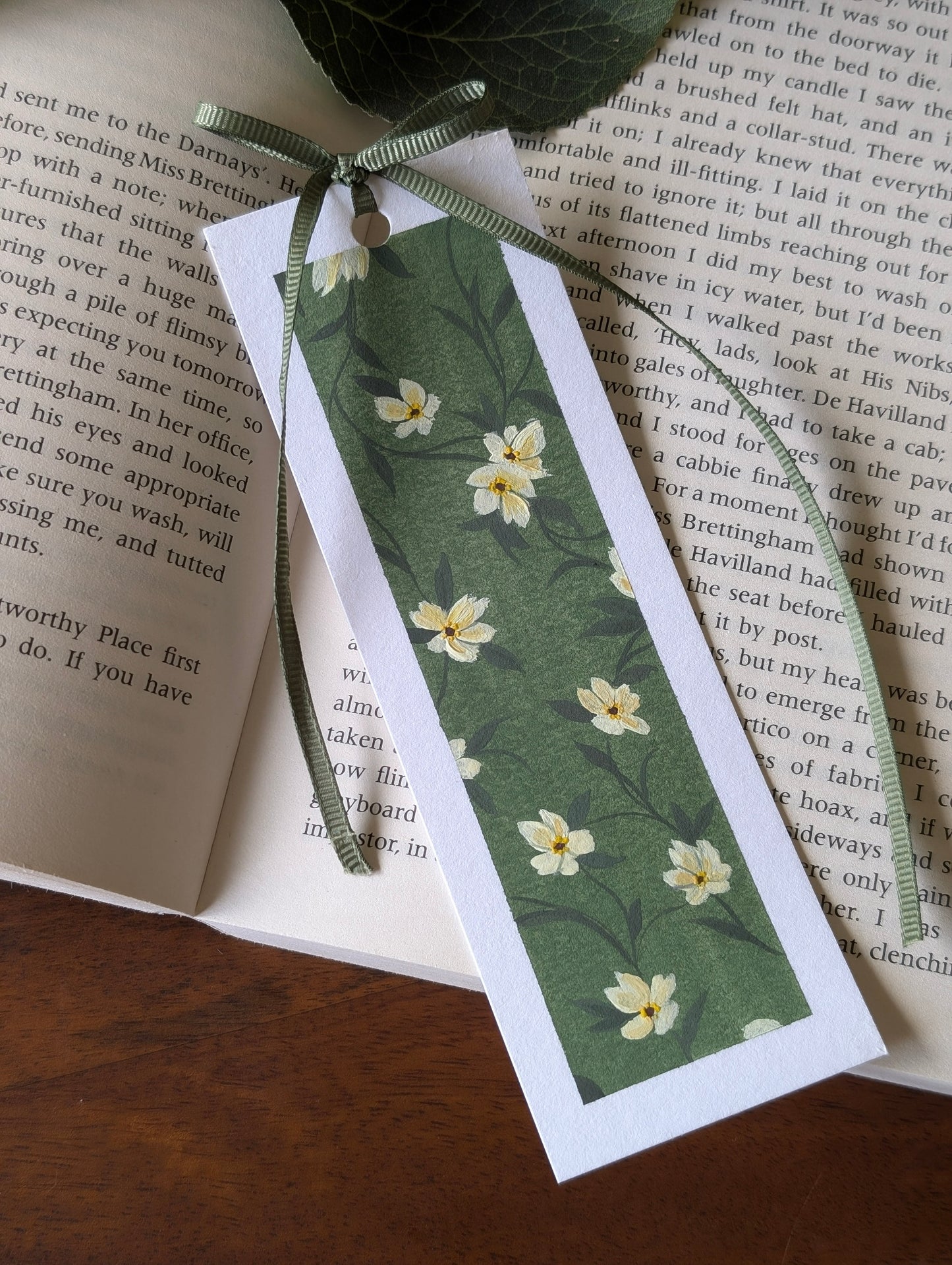 Hand Painted Vintage Flora Bookmark with Bow Tassel