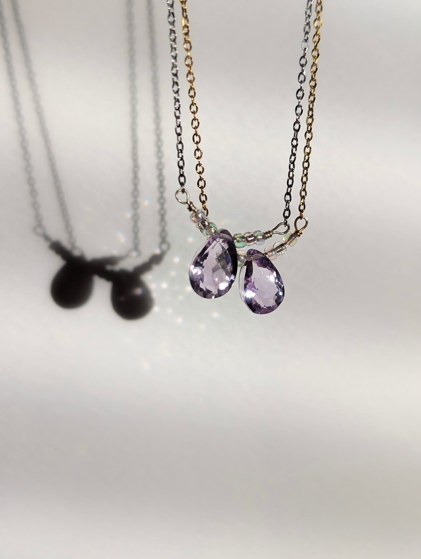 Blushed Dawnlight - Pink Amethyst Necklace in Gold & Silver