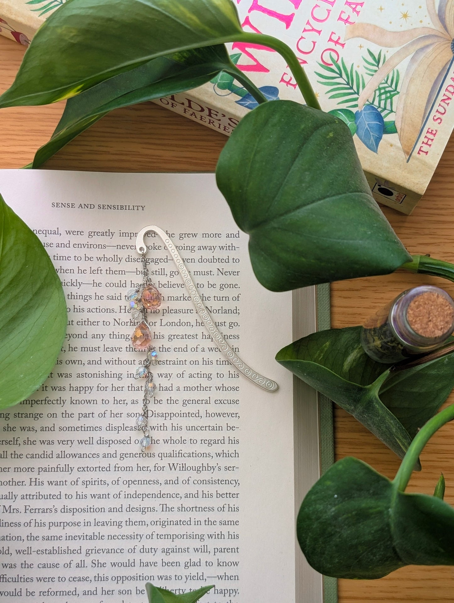 Pink & Silver Metal Charm Bookmark