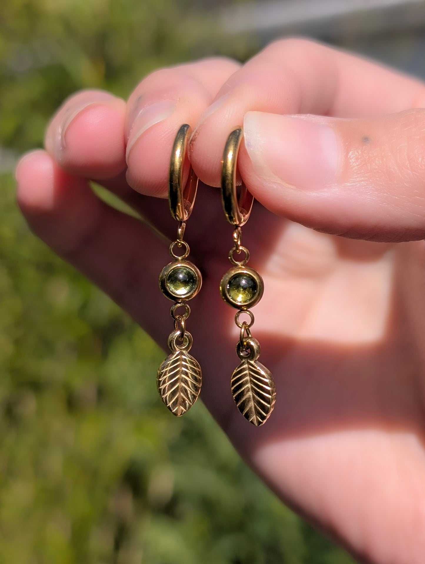 Peridot Garden | Gold Plated Stainless Steel Hoop Earrings