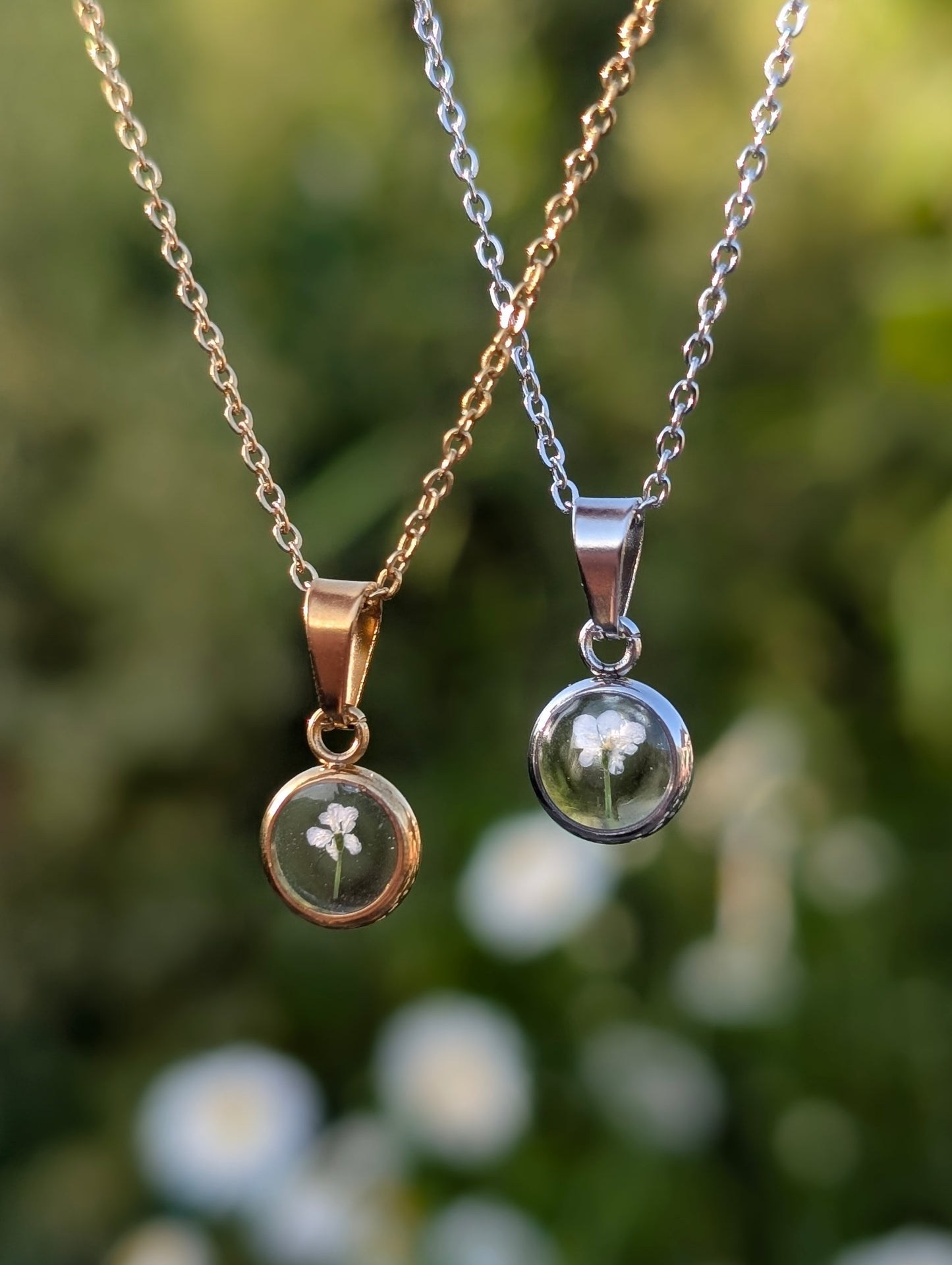Tiny Delicate Wildflower Gold & Silver Necklace