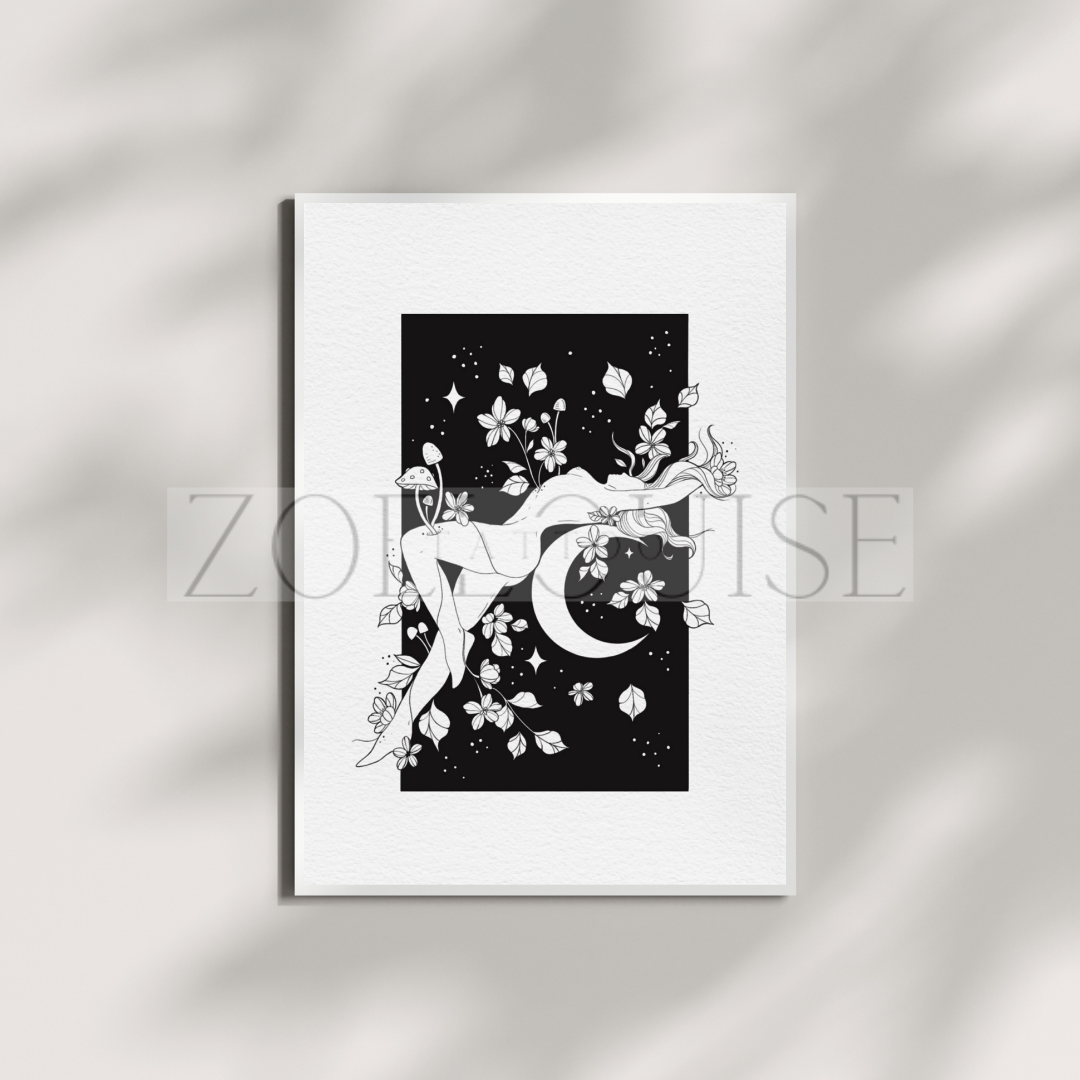 A5 Textured Midnight Lady Print