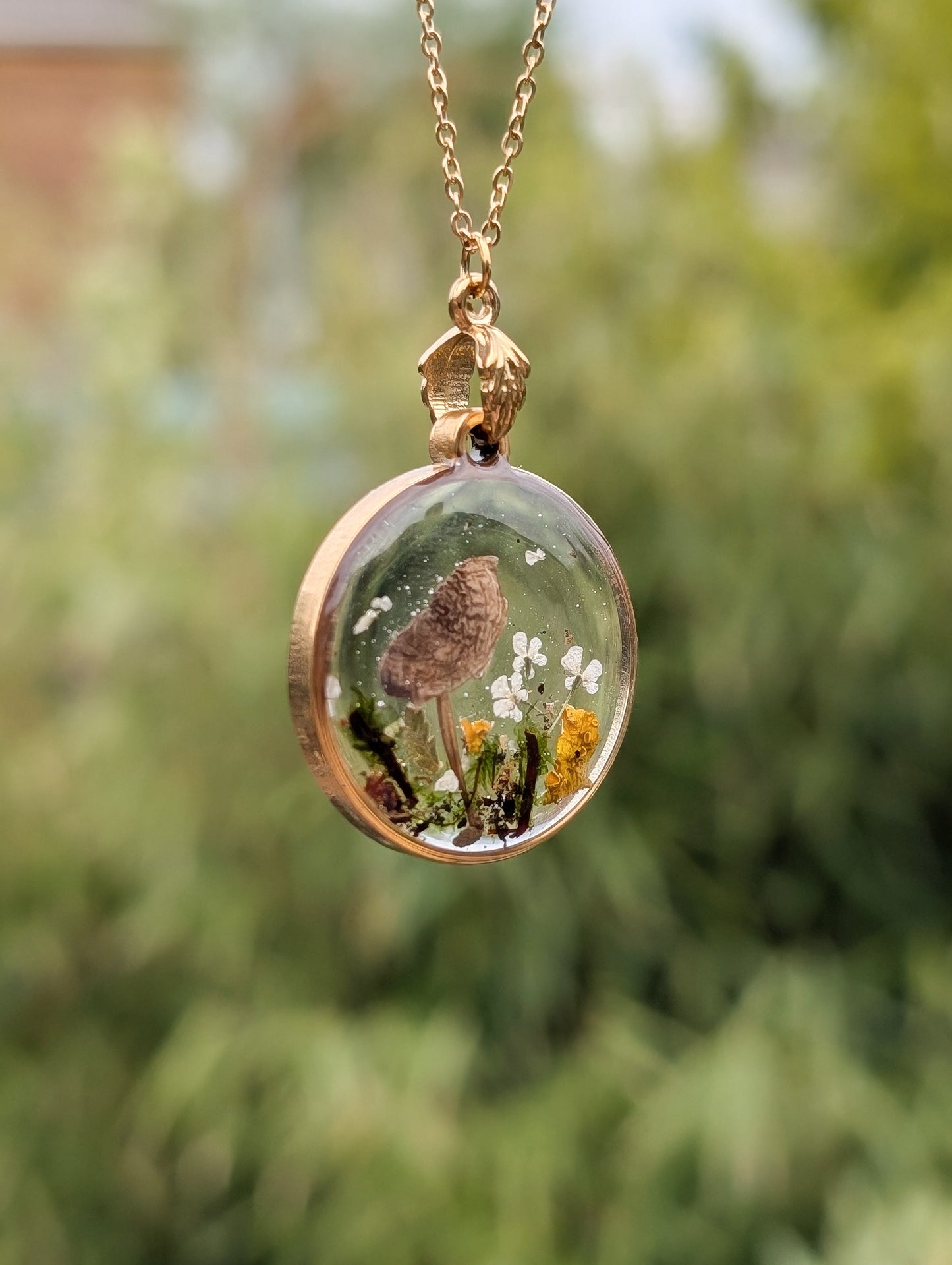 The Golden Glade - Real Mushroom & Flora Gold Necklace