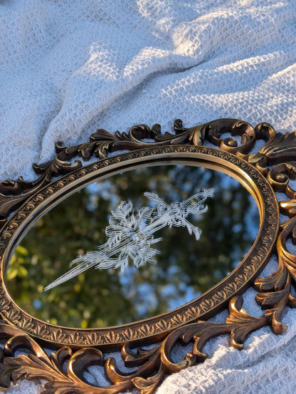 Hand Engraved Dagger Vintage Gold Mirror