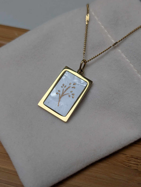 Hand Engraved Gold Necklace