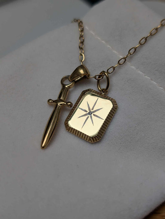 Hand Engraved Gold Necklace