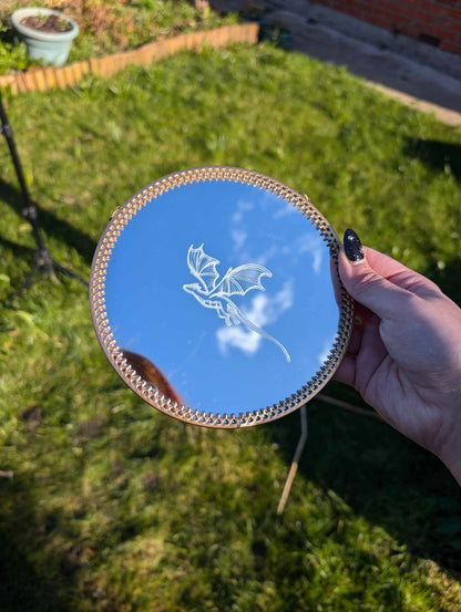 Hand Engraved Fantasy Gold Frame Mirror