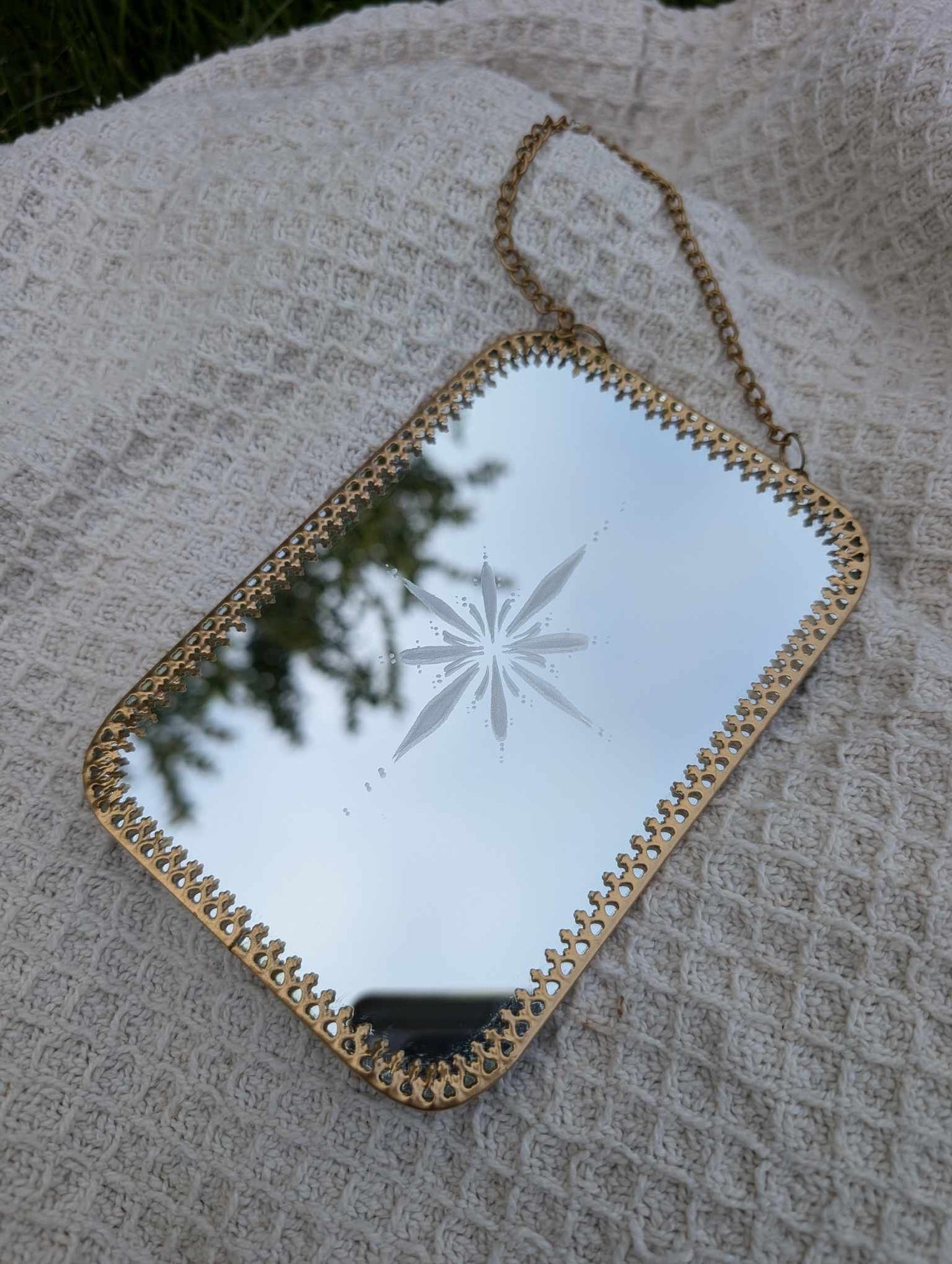 Hand Engraved Gold Frame Mirror