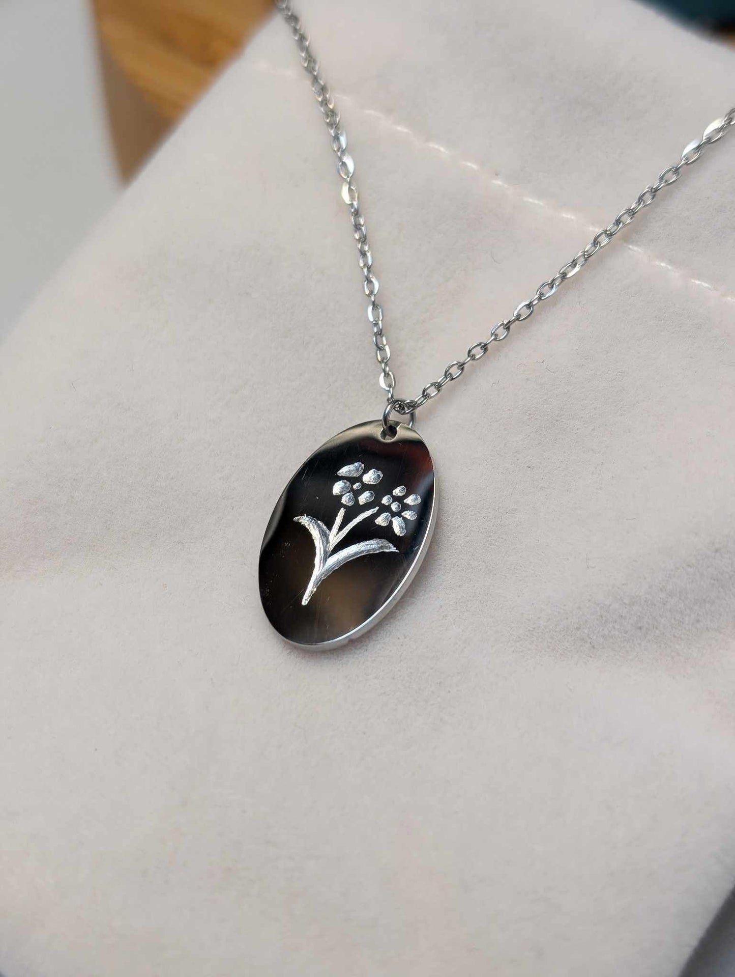Hand Engraved Silver Necklace