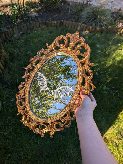 Hand Engraved Fantasy Inspired Vintage Gold Mirror