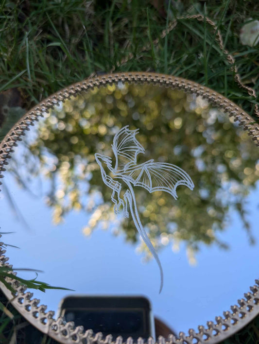 Hand Engraved Fantasy Gold Frame Mirror
