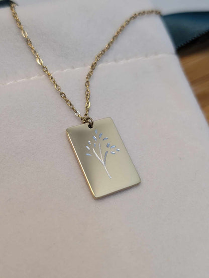 Hand Engraved Floral Gold Necklace