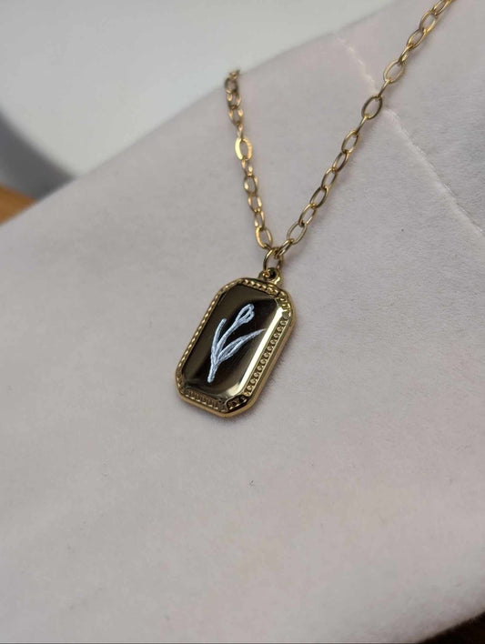 Hand Engraved Floral Gold Necklace