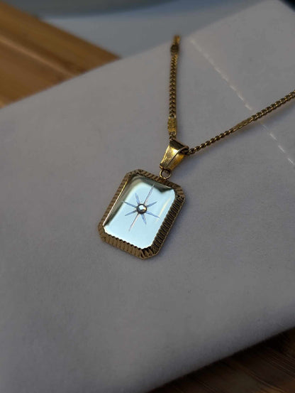 Hand Engraved Star Gold Necklace
