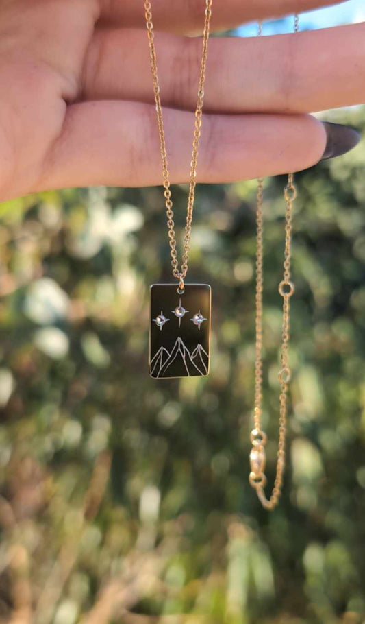 Hand Engraved Bookish Gold Necklace