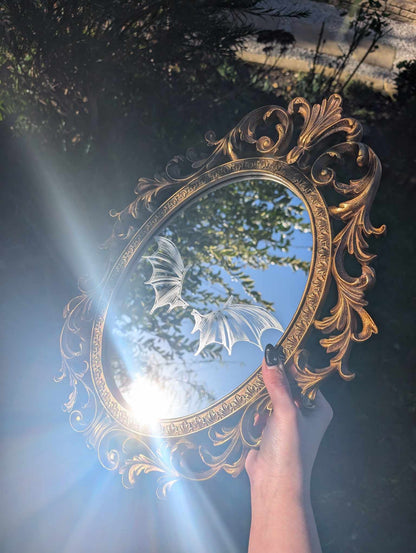 Hand Engraved Fantasy Inspired Vintage Gold Mirror