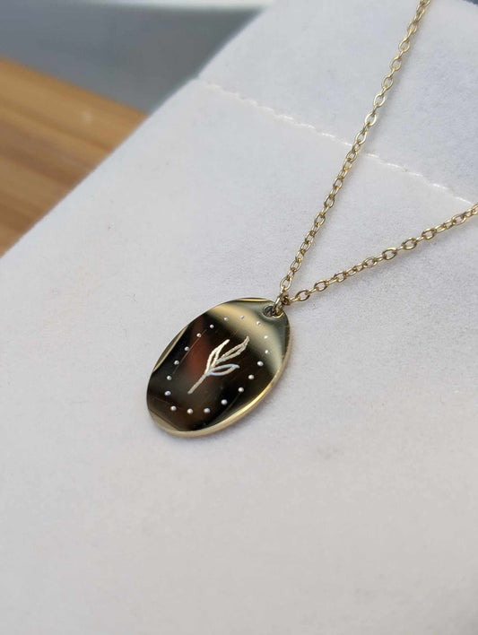 Hand Engraved Gold Necklace
