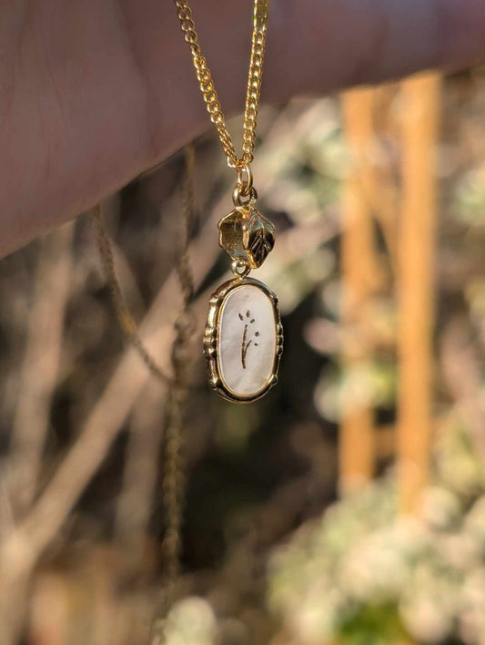 Hand Engraved Floral Gold Necklace