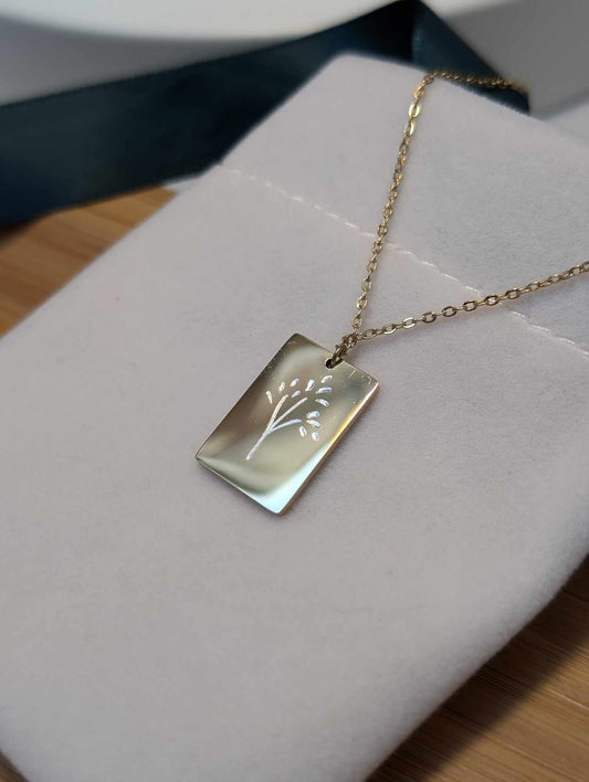 Hand Engraved Floral Gold Necklace