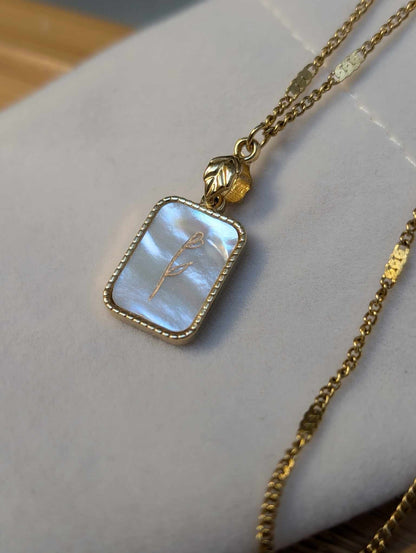 Hand Engraved Gold Floral Necklace