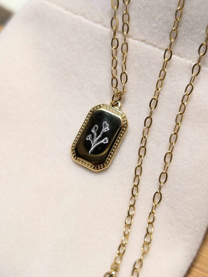 Hand Engraved Floral Gold Necklace