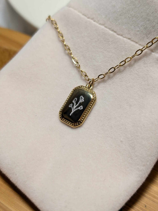 Hand Engraved Floral Gold Necklace
