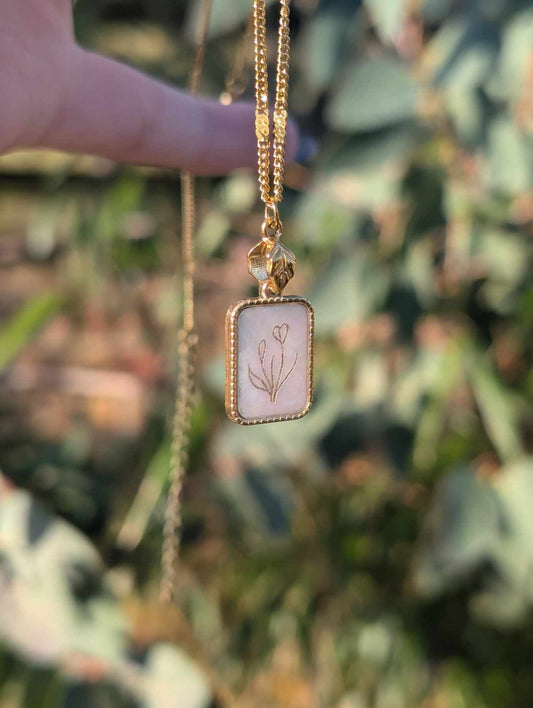 Hand Engraved Floral Gold Necklace