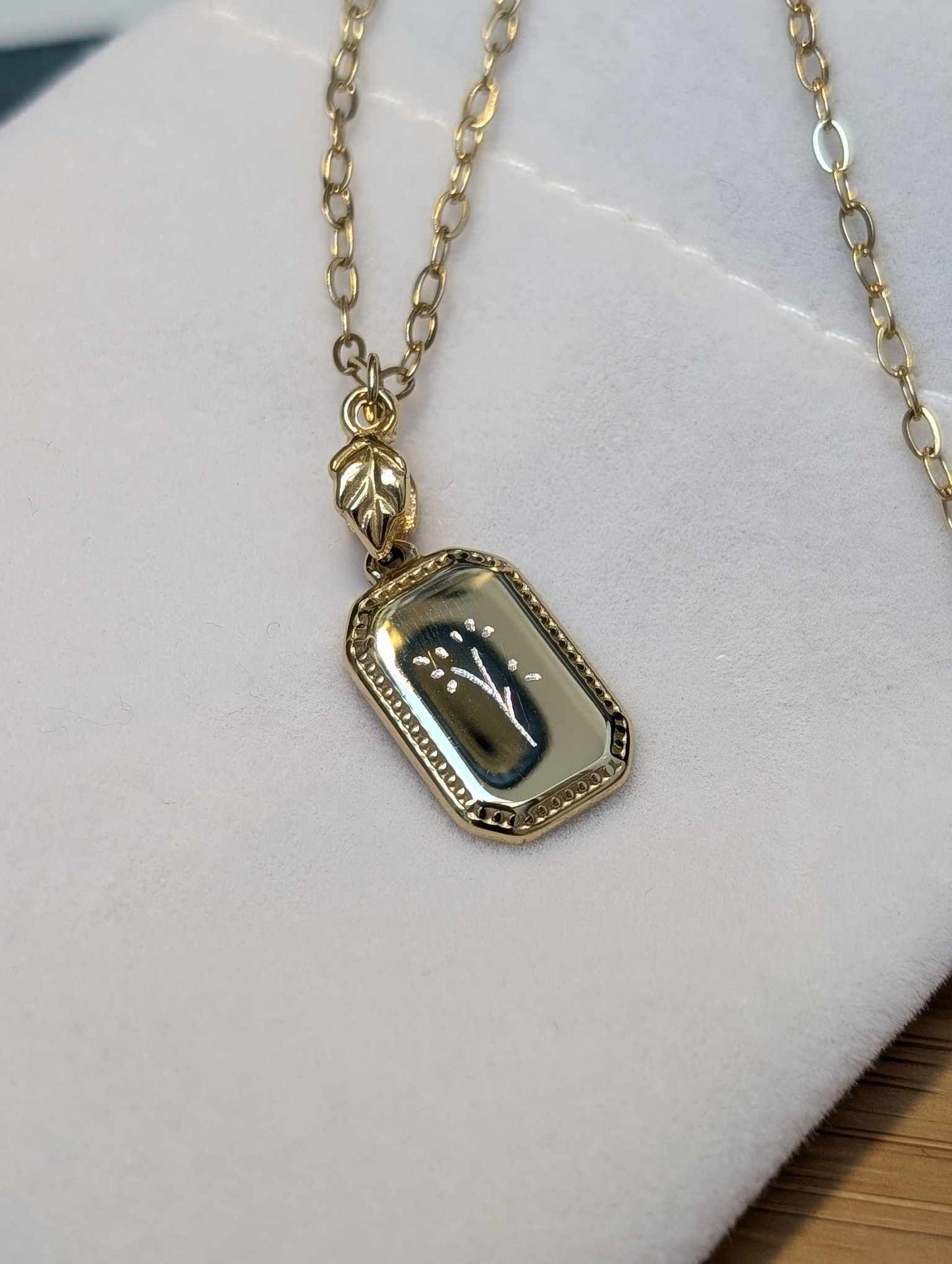 Hand Engraved Gold Necklace