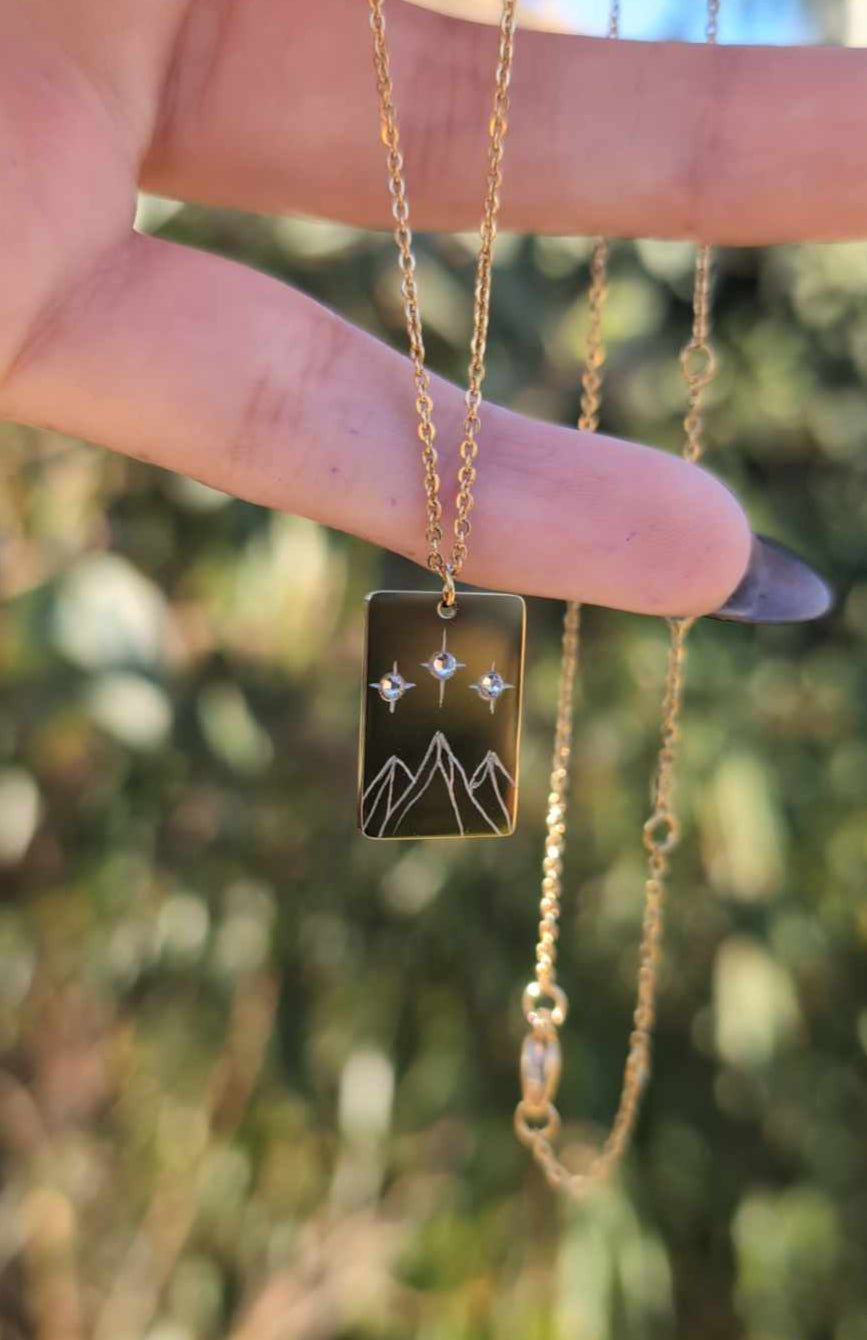 Hand Engraved Bookish Gold Necklace