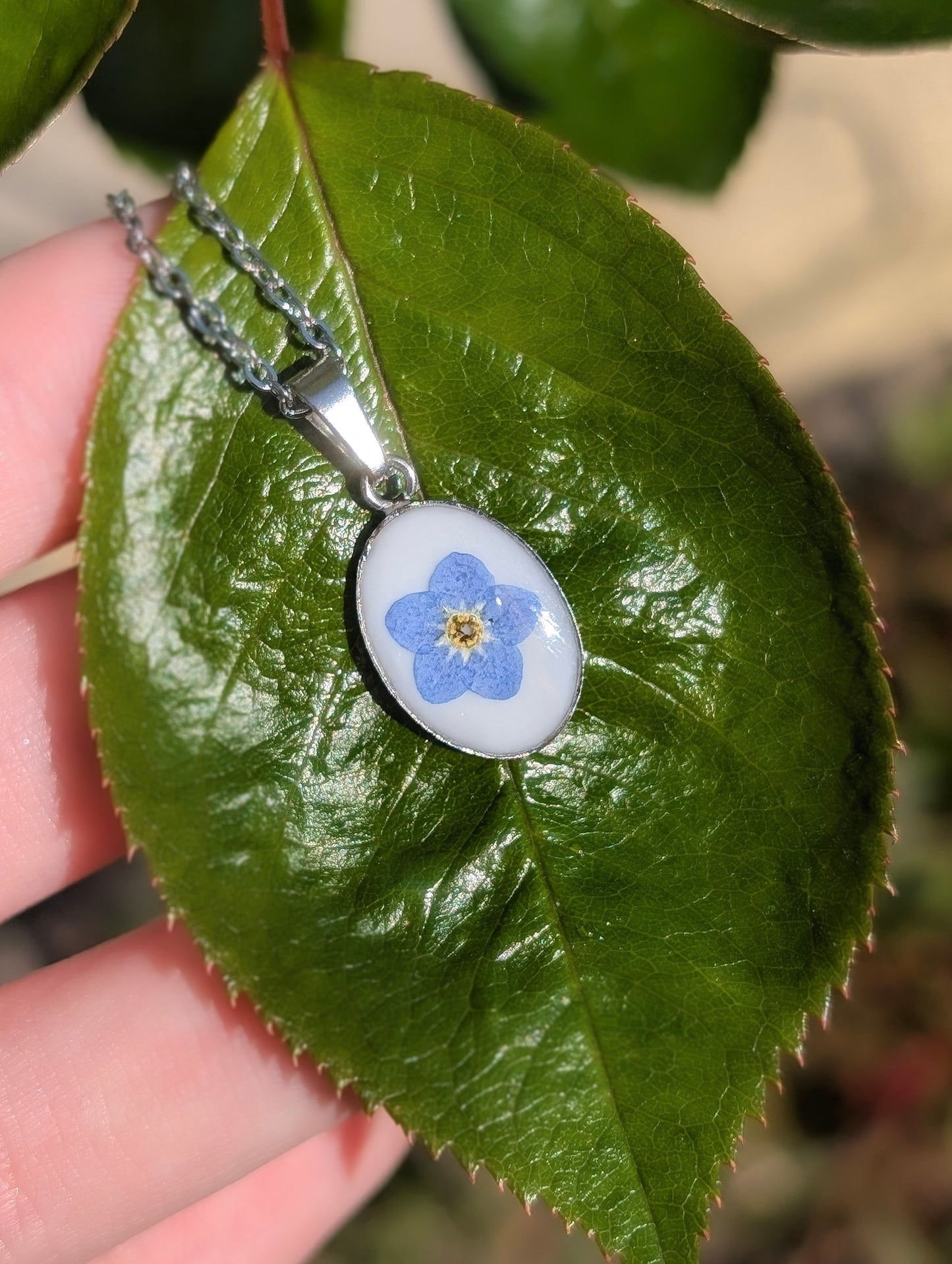 Tiny Forget-Me-Knot Silver Necklace