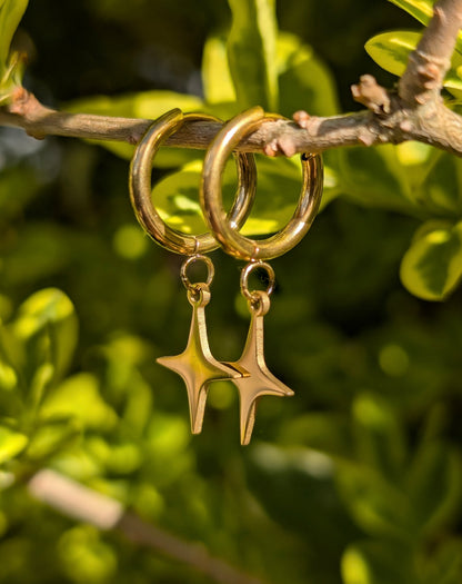 Gold Star Hoop Earrings