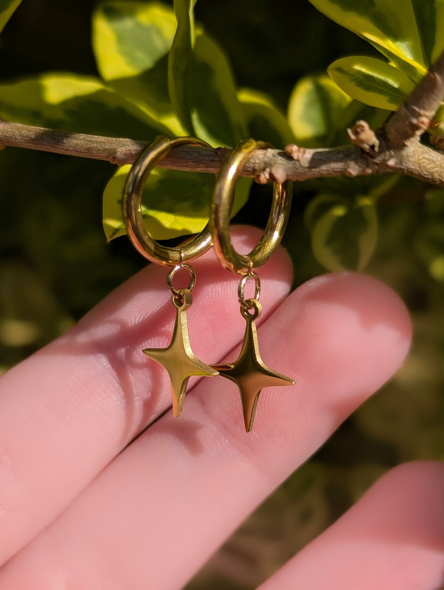 Gold Star Hoop Earrings
