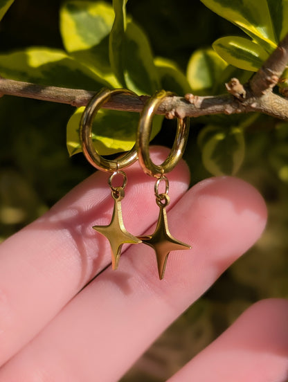 Gold Star Hoop Earrings