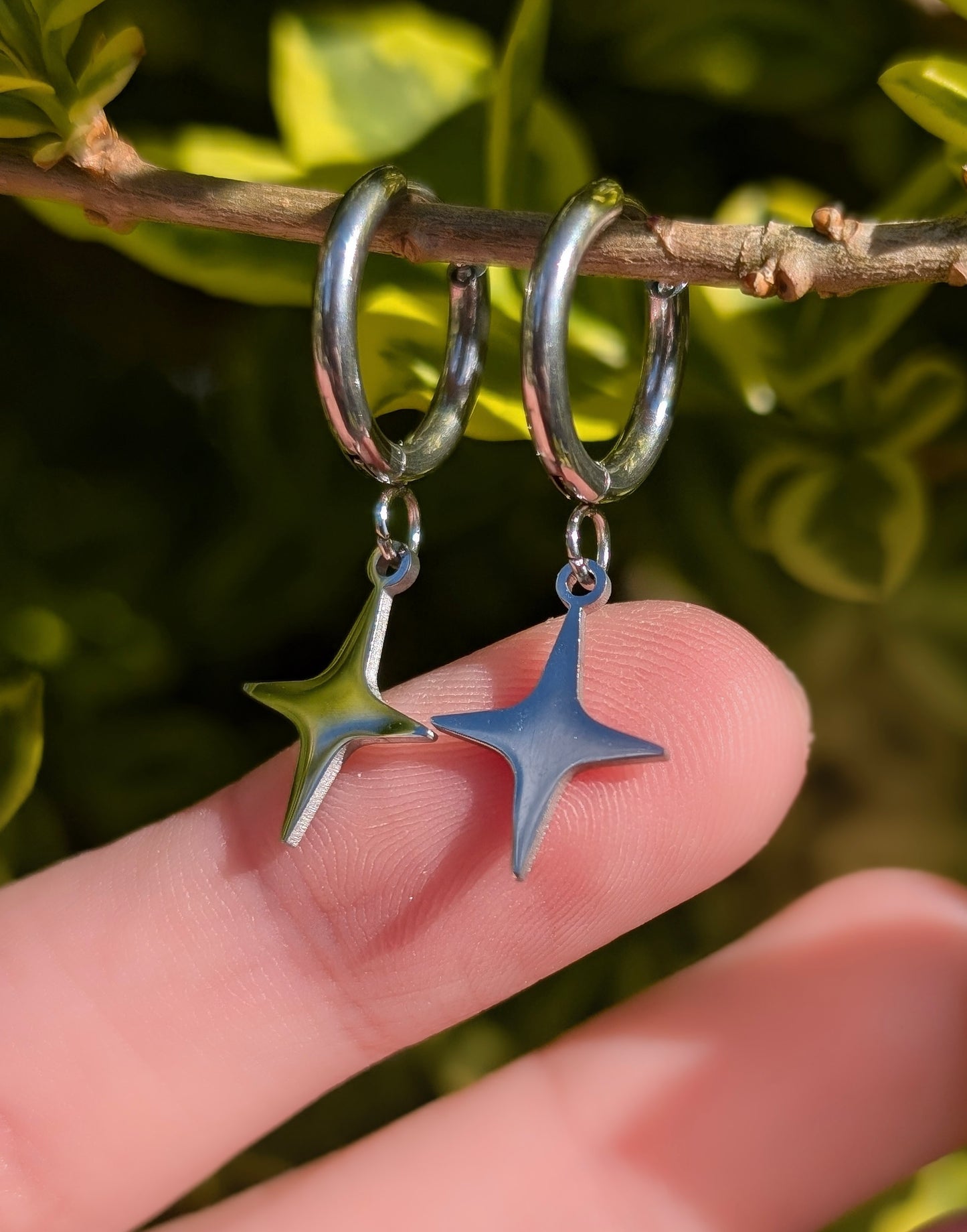 Silver Star Hoop Earrings