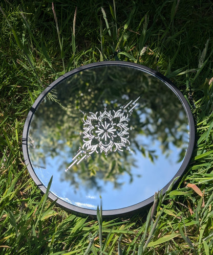 Hand Engraved Ornamental Round Mirror