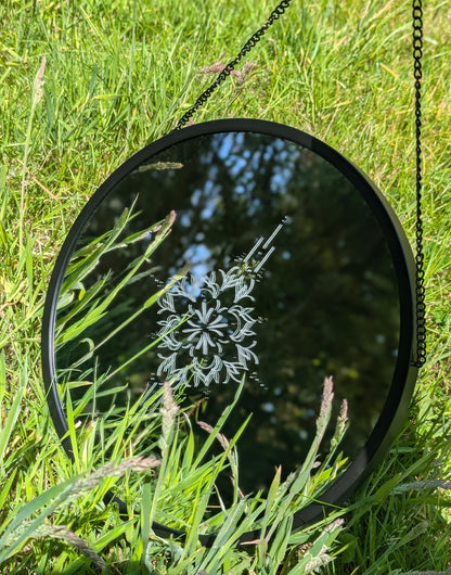 Hand Engraved Ornamental Round Mirror