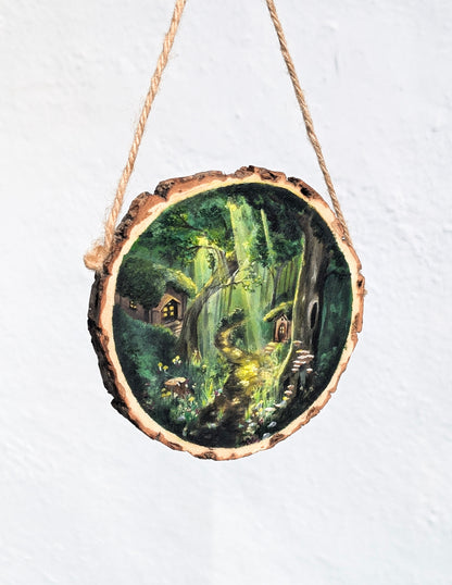 'Faerie Crossing' - Original Wood Slice Painting