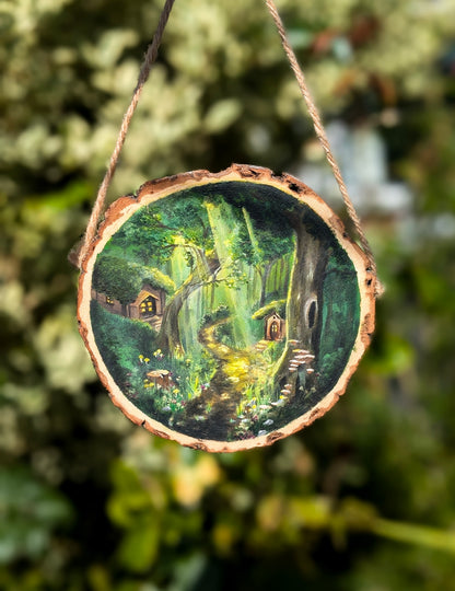 'Faerie Crossing' - Original Wood Slice Painting