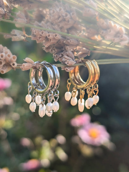 Fresh Water Pearls | Hoop Earrings