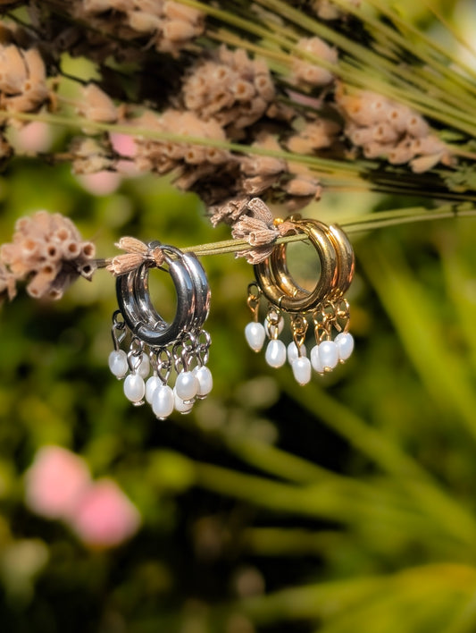 Fresh Water Pearls | Hoop Earrings