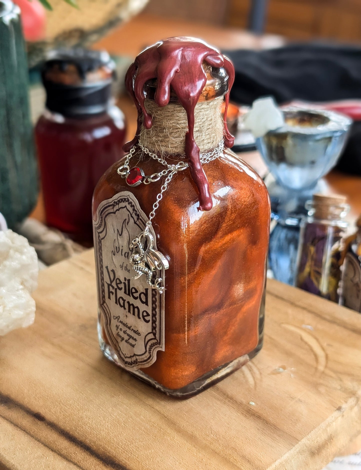 Vial of the Veiled Flame | Decorative Potion Bottle