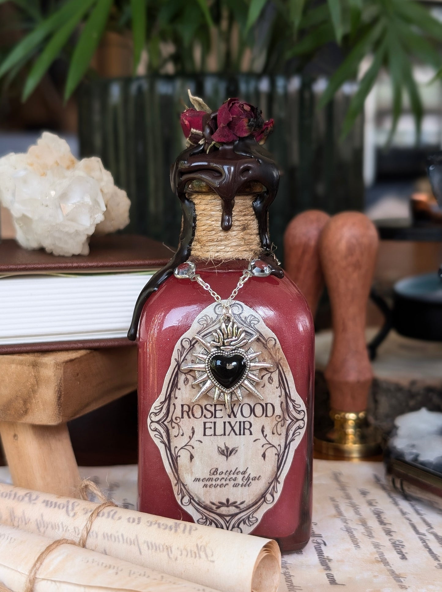 Rosewood Elixir | Decorative Potion Bottle