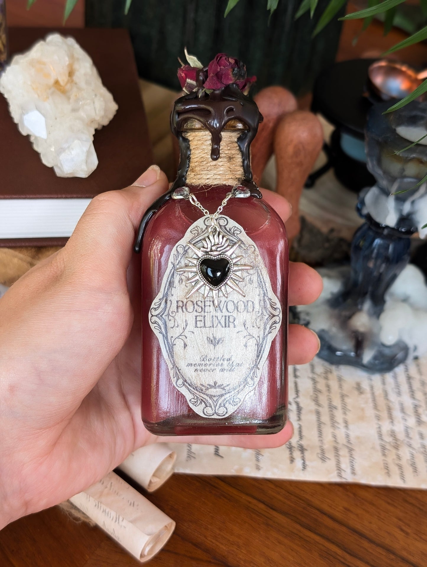 Rosewood Elixir | Decorative Potion Bottle