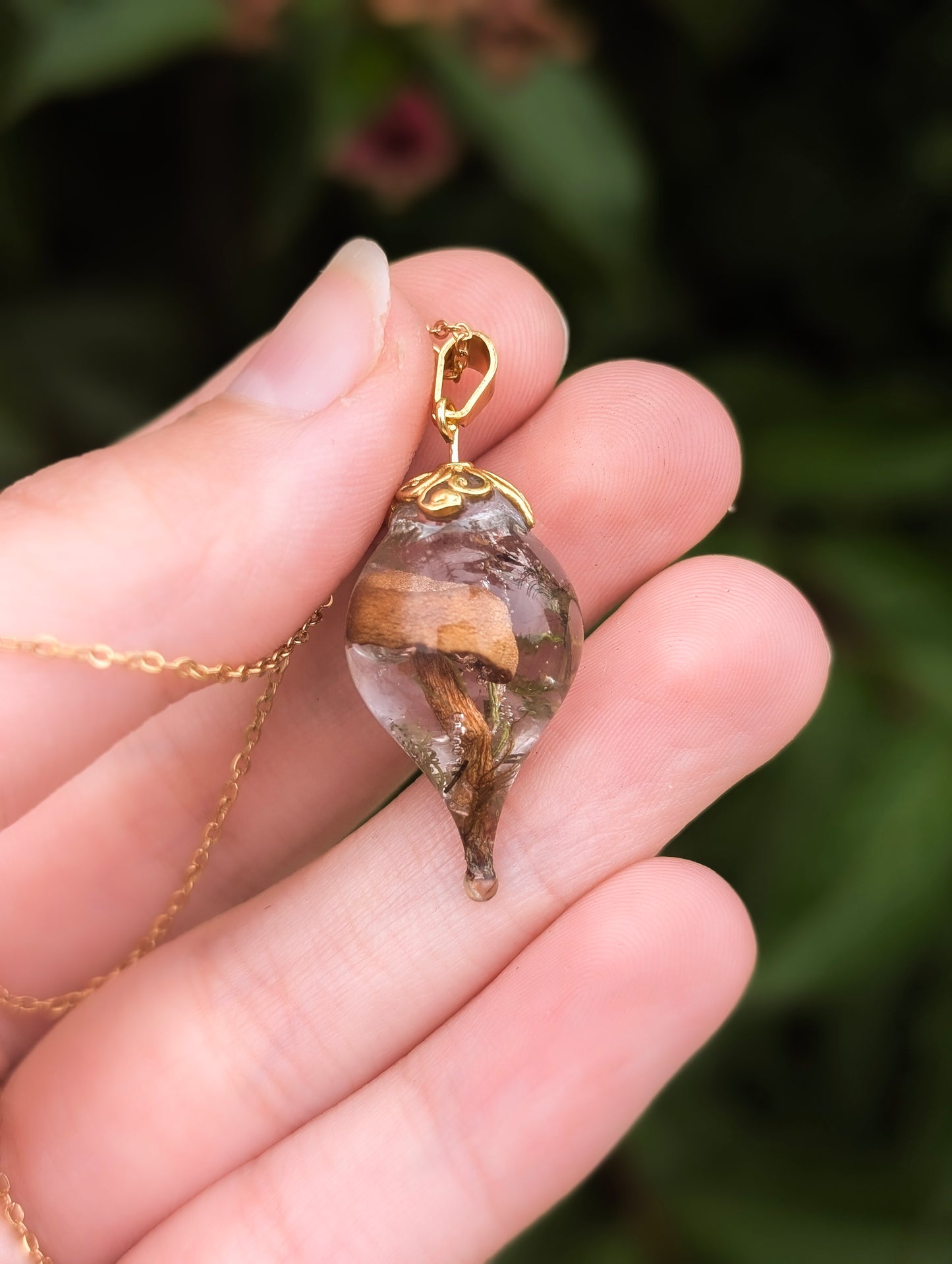 Enchanted Mushroom Droplet Necklace
